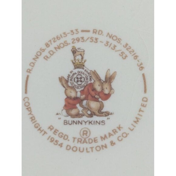 Vintage Signed Barbara Vernon Royal Doulton Bunnykins Apple Picking Baby Bowl - Picture 6 of 8